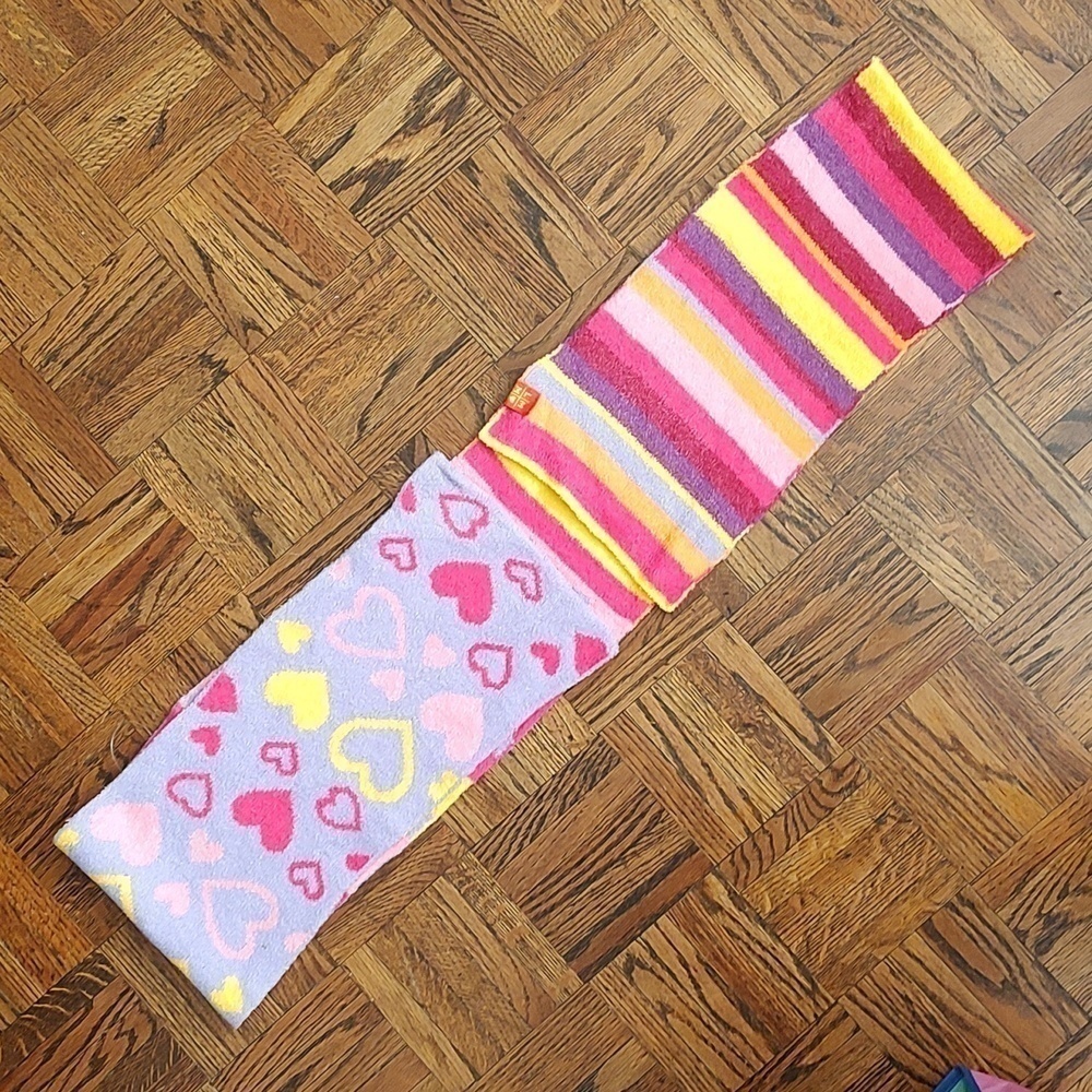 Little Miss Mismatched Half and Half Stripe and Hearts Super Soft Scarf